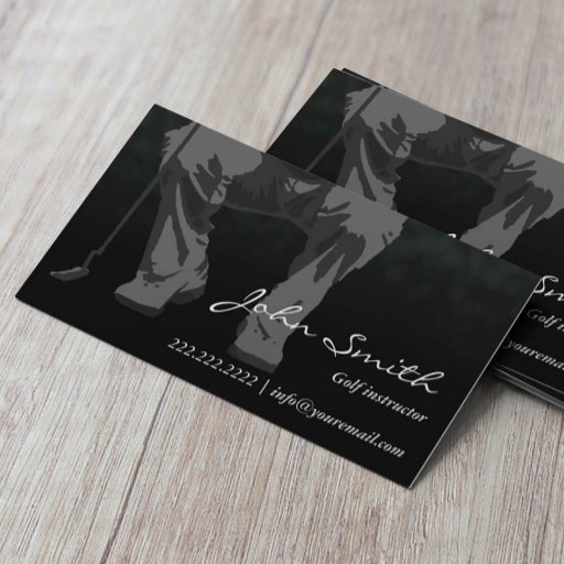 Customizable Classy Dark Putt Golf Instruction Business Card