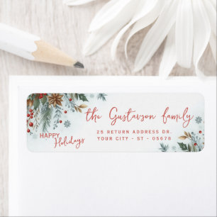 Classy Dark Red Teal Blue Green Floral Wreath Label