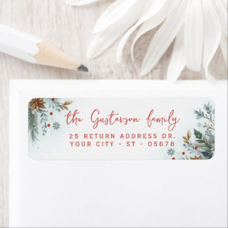 Classy Dark Red Teal Blue Green Floral Wreath Label