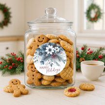 Classy Dark Teal Blue Red Floral Holiday Wreath