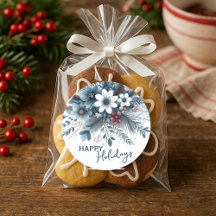 Classy Dark Teal Blue Red Floral Holiday Wreath