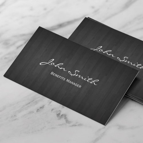 Classy Dark Wood Benefits Manager Business Card