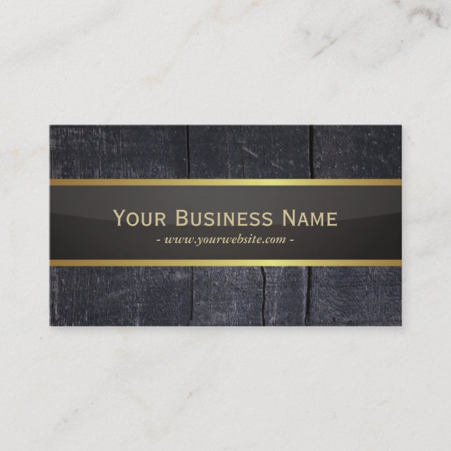 Classy Dark Wood & Glass Texture Business Card (Front)