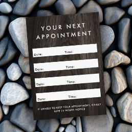 Classy dark wood grain add logo business info appointment card