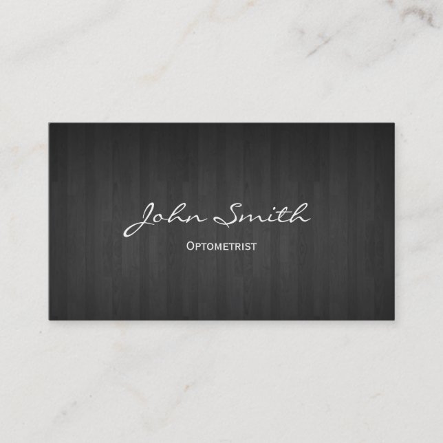 Classy Dark Wood Optometrist Business Card (Front)