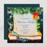 Gold Streamers & Champagne Christmas Invitation