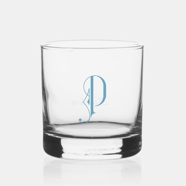 Classy  Decorative Monogramed P Personalized  Whiskey Glass (Front)