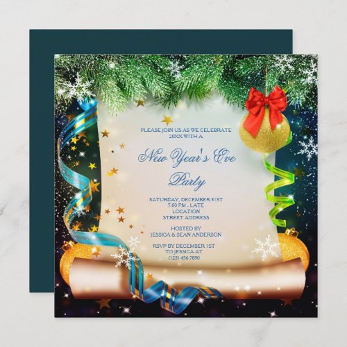Classy Decorative New Years Eve Party Scroll Invitation