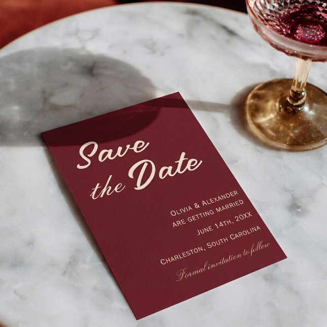 Classy Deep Red Cream Fancy Chic Wedding Save The Date (Creator Uploaded)