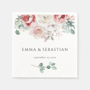 Classy Delicate Roses Floral Elegant Wedding Napkins
