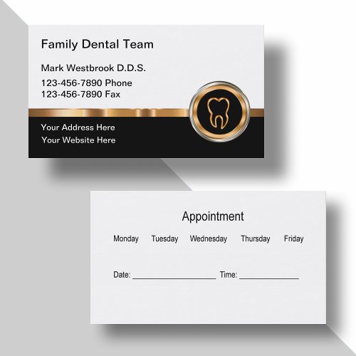 Classy Dentist Appointment Business Cards