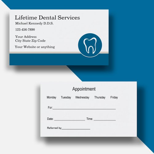 Classy Dentist Appointment Reminder Business Cards