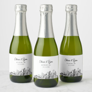 Classy Detroit Wedding Favor Custom Mini  Sparkling Wine Label