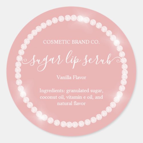 Classy Diamond Frame Peachy Pink Sugar Lip Scrub Classic Round Sticker