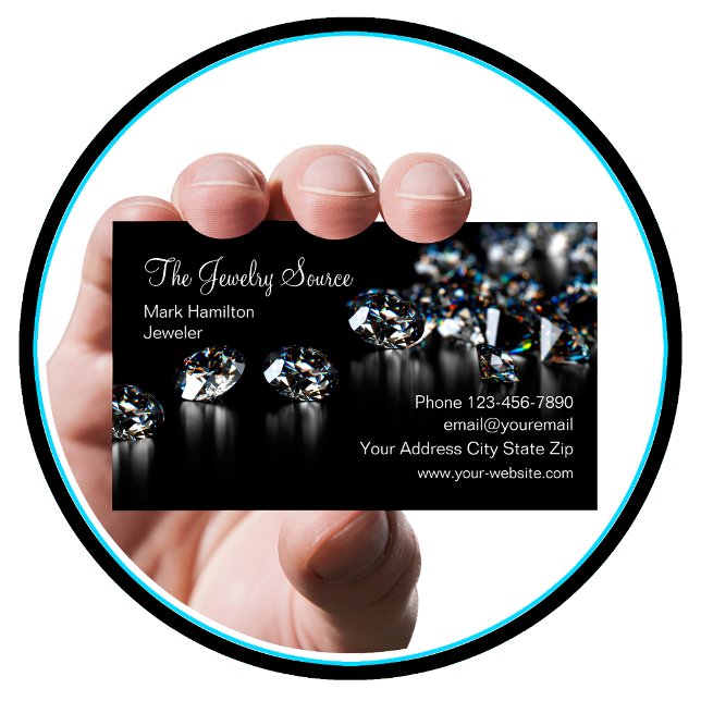 Classy Diamond Jeweler Jewelry Store Business Card (Creator Uploaded)