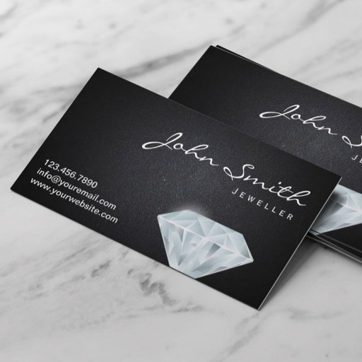 Customizable Classy Diamond Jeweller Dark Business Card