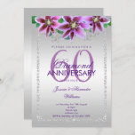 Classy Diamonds &amp; Flowers 60th Wedding Anniversary Invitation
