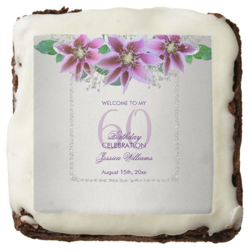 Classy Diamonds  Flowers Birthday Brownie