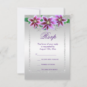 Classy Diamonds & Flowers Birthday RSVP Card