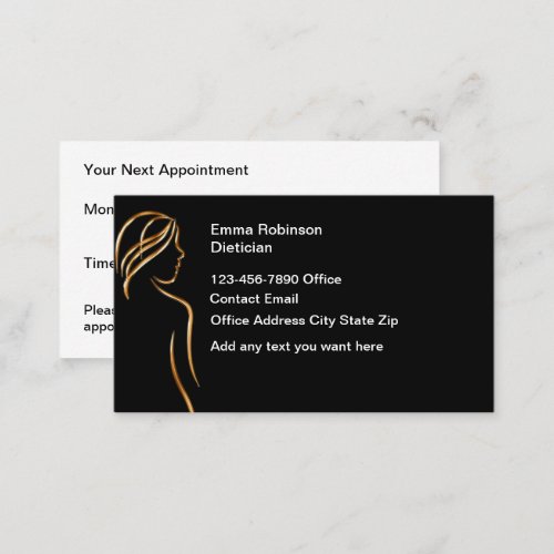 Classy Dietician Appointment Business Cards