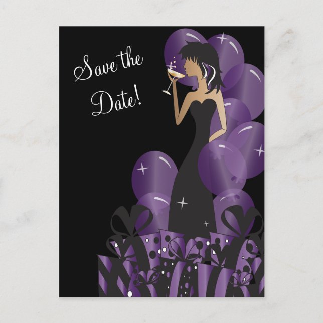 Classy Diva Girl's Party | Save the Date Announcement Postcard (Front)