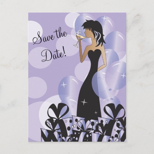 Classy Diva Girls Party  Save the Date   Purple Announcement Postcard