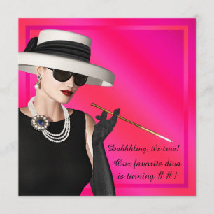Classy Diva Hot Pink Birthday Party Invitation