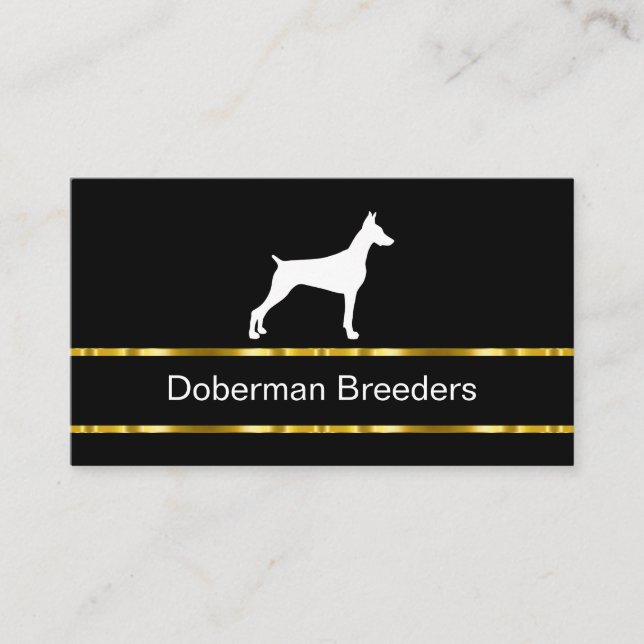 Classy Doberman Pinscher Dog Breeder Business Card (Front)