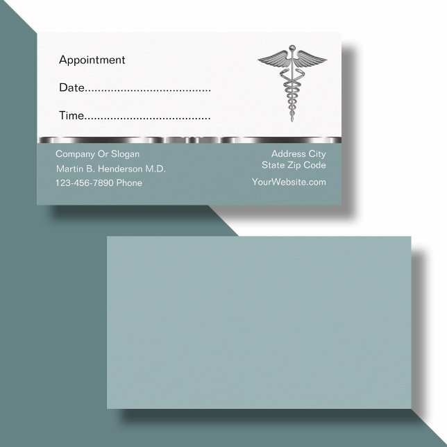 Classy Doctor Appointment Caduceus Business Cards (Creator Uploaded)