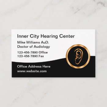 Classy Doctor Of Audiology Hearing Business Cards by Luckyturtle at Zazzle