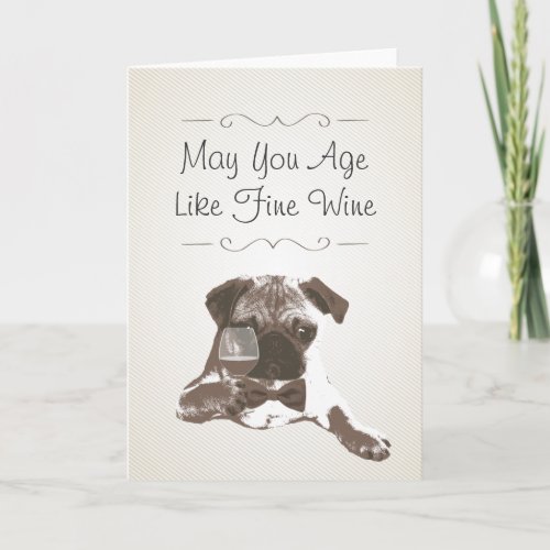Classy Dog  Fine Wine Birthday Greeting Card
