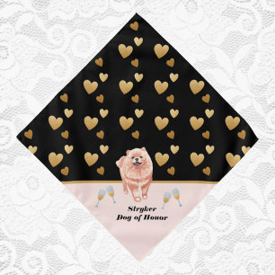 Classy Dog of Honor Peach and Black Hearts Wedding Bandana