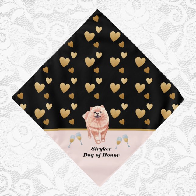Classy Dog of Honor Peach and Black Hearts Wedding Bandana (Creator Uploaded)
