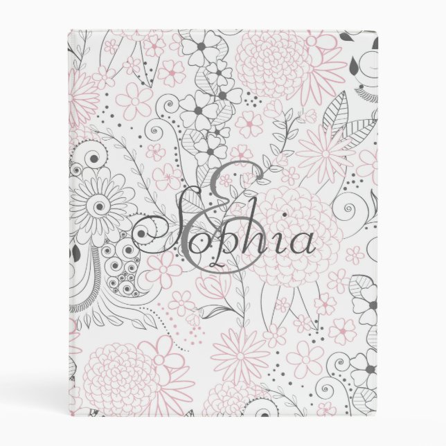 Classy doodles hand drawn floral artwork mini binder (Front)