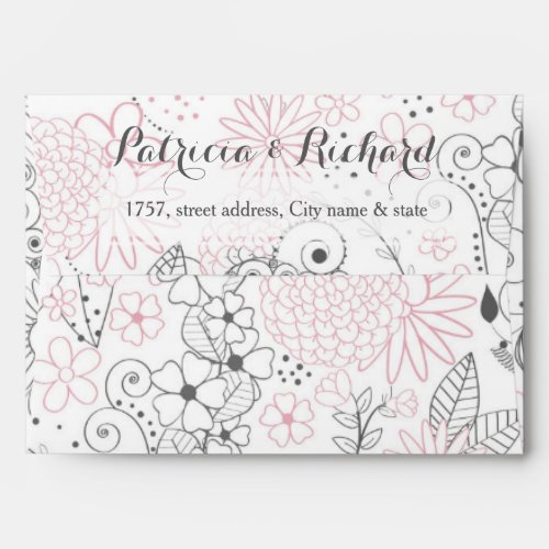 Classy doodles hand drawn floral Wedding design Envelope