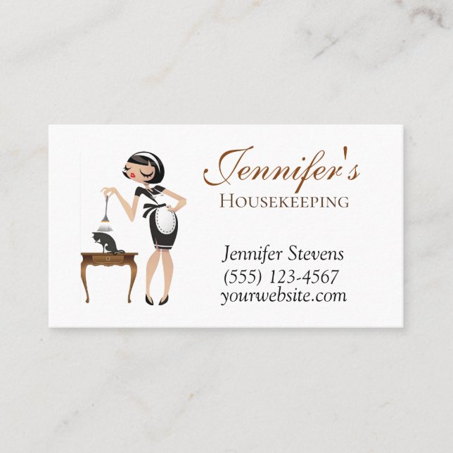 Classy Dusting Maid House Cleaning Service Business Card (Front)