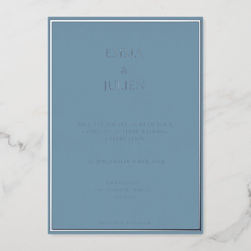 Classy Dusty Blue foil Invitation