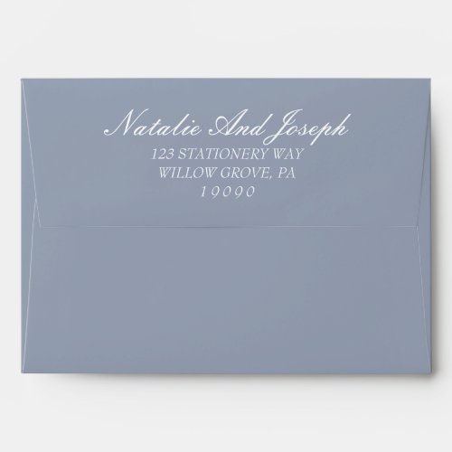 Classy Dusty Blue Old Money Retro Wedding Envelope