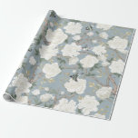 Classy Dusty Blue White Chinoiserie Flowers Birds Wrapping Paper<br><div class="desc">This chinoiserie-inspired design features elegant birds and botanical florals and greenery in dusty blue and off-white.</div>