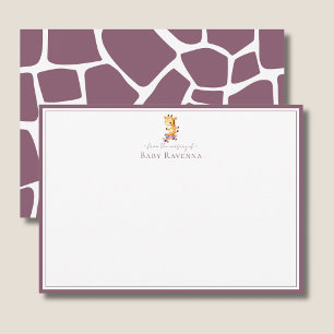 Classy Dusty Plum Giraffe Skin New Baby Nursery Note Card
