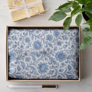 Classy Dutch Delfts Blue Floral Art Pattern Tissue Paper
