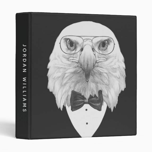 Classy Eagle Portrait | Add Your Name 3 Ring Binder (Front/Spine)