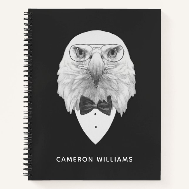 Classy Eagle Portrait | Add Your Name Notebook (Front)