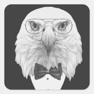 Classy Eagle Portrait Square Sticker