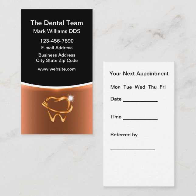 Classy Editable Dentist Appointment Business Cards (Front/Back)