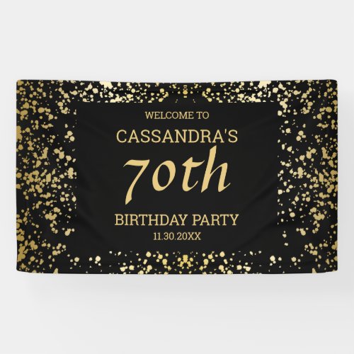 Classy Egypt Gold Sprinkles Black Birthday Banner