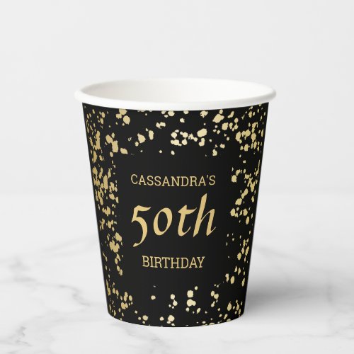 Classy Egypt Gold Sprinkles Black Birthday Paper Cups