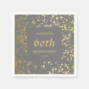 Classy Egypt Gold Sprinkles Grey Birthday Napkins