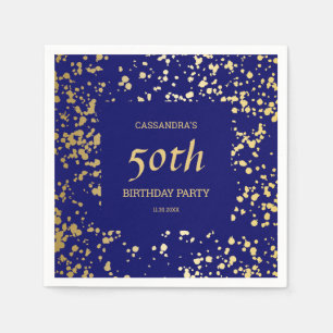 Classy Egypt Gold Sprinkles Navy Blue Birthday Napkins