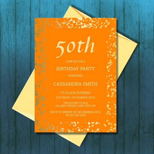 Classy Egypt Gold Sprinkles Orange Birthday Invitation